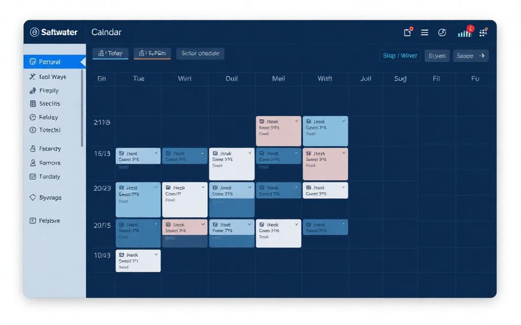 Scheduling calendar with color-coded job blocks across a week